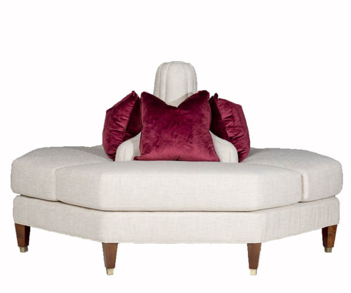 Tete a tete octagon shape settee banquette sofa in linen type fabric