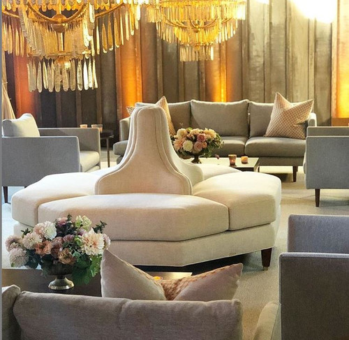 Tete a tete octagon shape settee banquette sofa in linen fabric