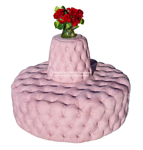 Celebrity Furnishings - 44" Round Couch Bench - Stylish Salon Seating with Fully Tufted Design - Elevate Your Space with Luxurious Comfort & Chic Décor - Ideal for Sophisticated Salon Interiors
