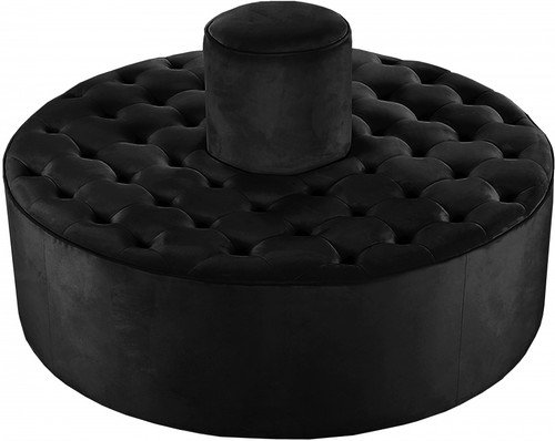 Black velvet round borne settee couch-in stock