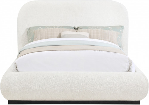 Boucle fabric king size platform bed