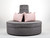 Celebrity Furnishings - 54" Round Grey Chenille Banquette Settee Lobby Sofa - Modern Luxurious Hollywood Regency Style Seating for Elegant Living Rooms, Lounges, & Salons