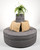Celebrity Furnishings - 54" Round Grey Chenille Banquette Settee Lobby Sofa - Modern Luxurious Hollywood Regency Style Seating for Elegant Living Rooms, Lounges, & Salons