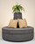 Celebrity Furnishings - 54" Round Grey Chenille Banquette Settee Lobby Sofa - Modern Luxurious Hollywood Regency Style Seating for Elegant Living Rooms, Lounges, & Salons