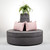 Celebrity Furnishings - 54" Round Grey Chenille Banquette Settee Lobby Sofa - Modern Luxurious Hollywood Regency Style Seating for Elegant Living Rooms, Lounges, & Salons