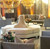 Tete a tete octagon shape settee banquette sofa in linen type fabric