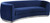 Navy blue and gold rounded three seater sofa